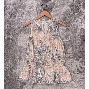 New Anthropologie Top Large Womens Current Air Leopard Drop Waist Sleeveless